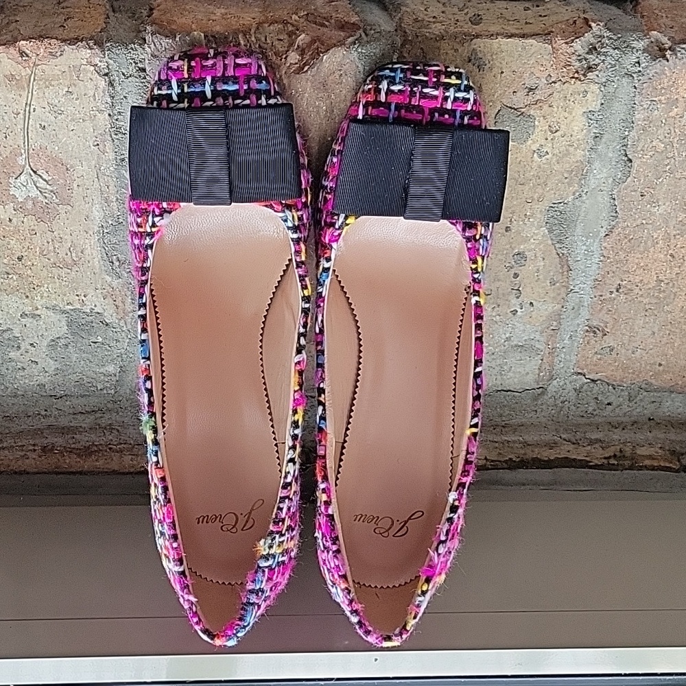 J Crew Harlow Pump - Hot Pink Tweed, glitter heel NIB